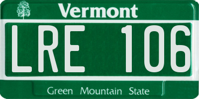 VT license plate LRE106