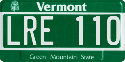 VT license plate LRE110