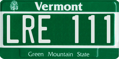 VT license plate LRE111