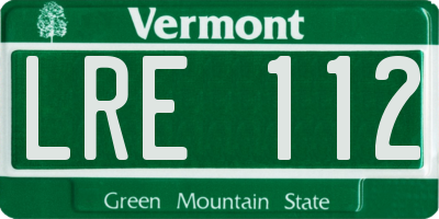 VT license plate LRE112