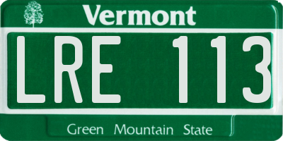 VT license plate LRE113