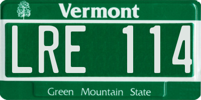 VT license plate LRE114