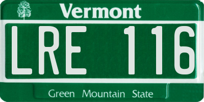 VT license plate LRE116