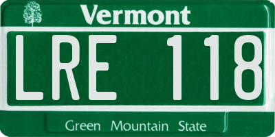 VT license plate LRE118