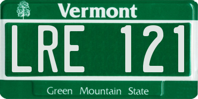 VT license plate LRE121