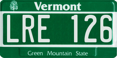 VT license plate LRE126