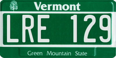 VT license plate LRE129