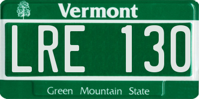 VT license plate LRE130