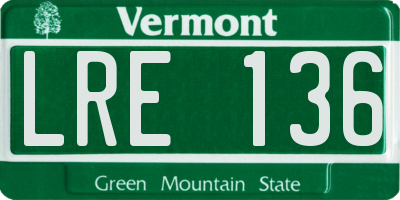 VT license plate LRE136
