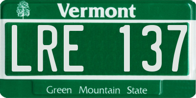 VT license plate LRE137