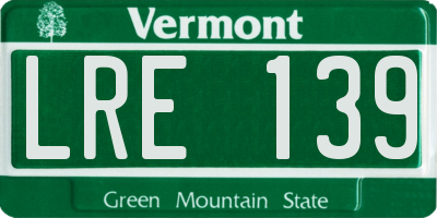VT license plate LRE139