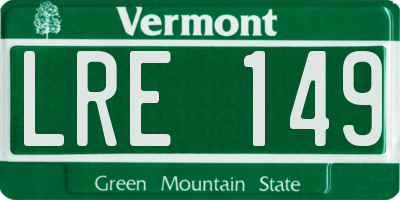 VT license plate LRE149