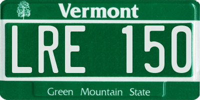 VT license plate LRE150