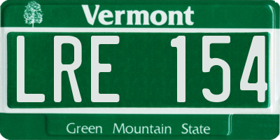 VT license plate LRE154