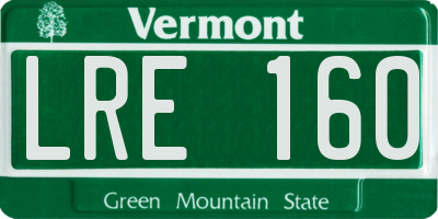 VT license plate LRE160