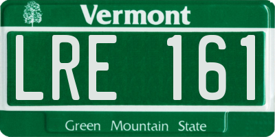 VT license plate LRE161