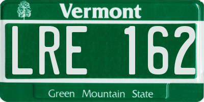 VT license plate LRE162