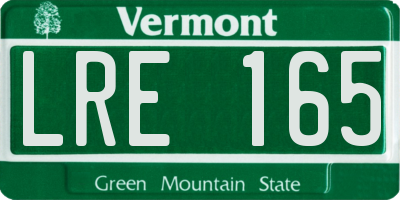VT license plate LRE165
