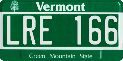 VT license plate LRE166