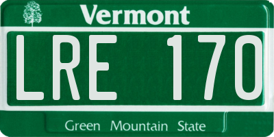 VT license plate LRE170