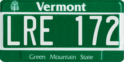 VT license plate LRE172