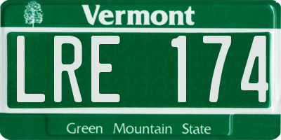 VT license plate LRE174