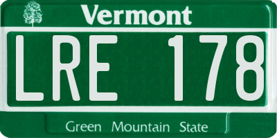VT license plate LRE178