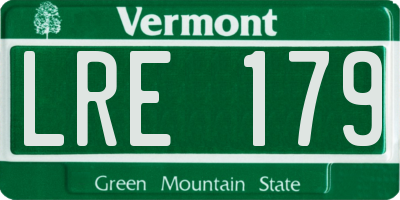 VT license plate LRE179