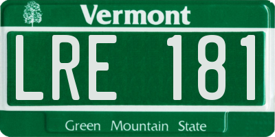 VT license plate LRE181