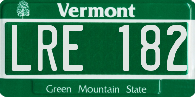 VT license plate LRE182