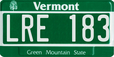 VT license plate LRE183