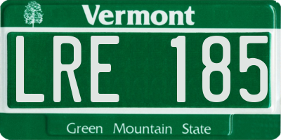 VT license plate LRE185