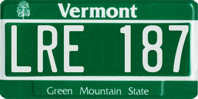 VT license plate LRE187