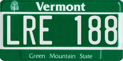 VT license plate LRE188