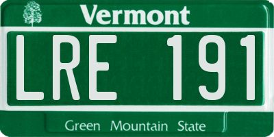 VT license plate LRE191