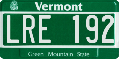 VT license plate LRE192