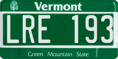 VT license plate LRE193