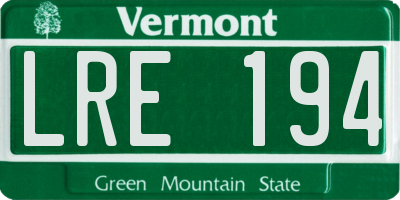 VT license plate LRE194