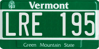 VT license plate LRE195
