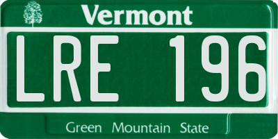 VT license plate LRE196
