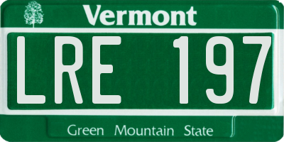 VT license plate LRE197