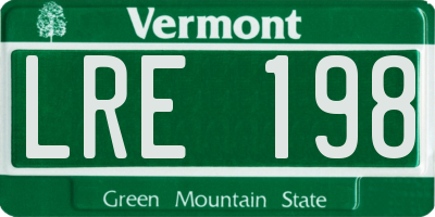 VT license plate LRE198