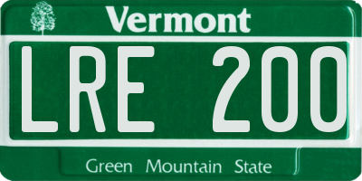 VT license plate LRE200
