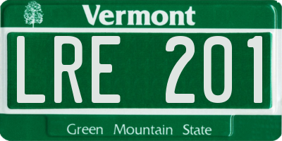 VT license plate LRE201