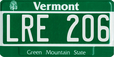 VT license plate LRE206