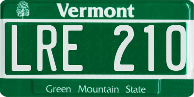 VT license plate LRE210