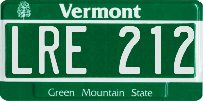 VT license plate LRE212