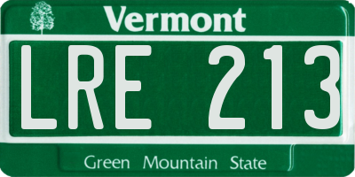 VT license plate LRE213
