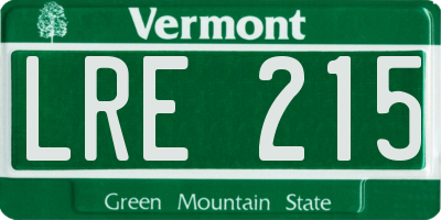 VT license plate LRE215