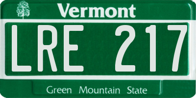 VT license plate LRE217